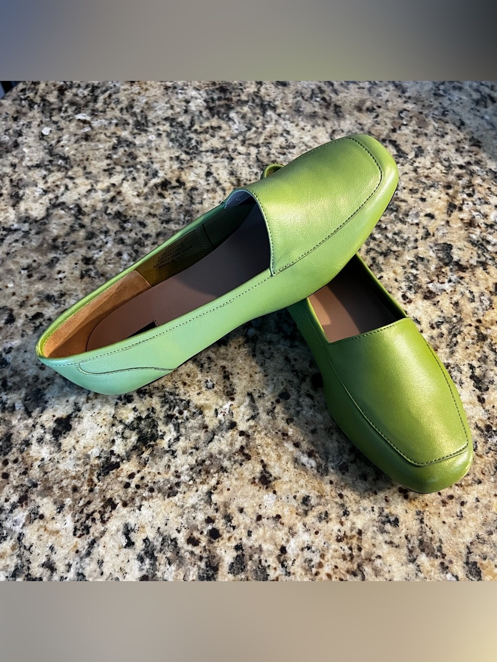 Array Lime Green Leather Slip-On Loafers